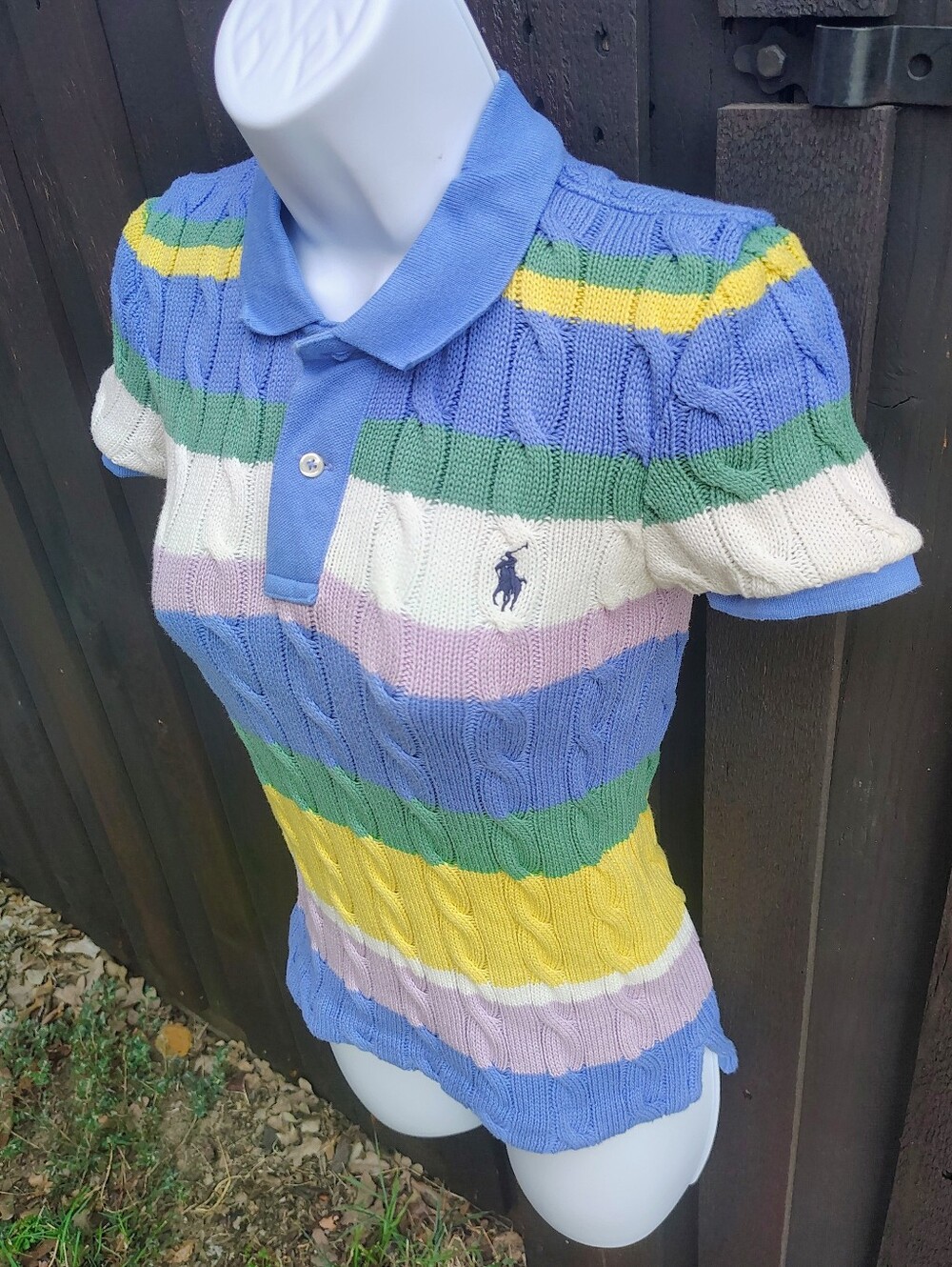 Polo Ralph Lauren Pastel Stripe Cable Knit Polo